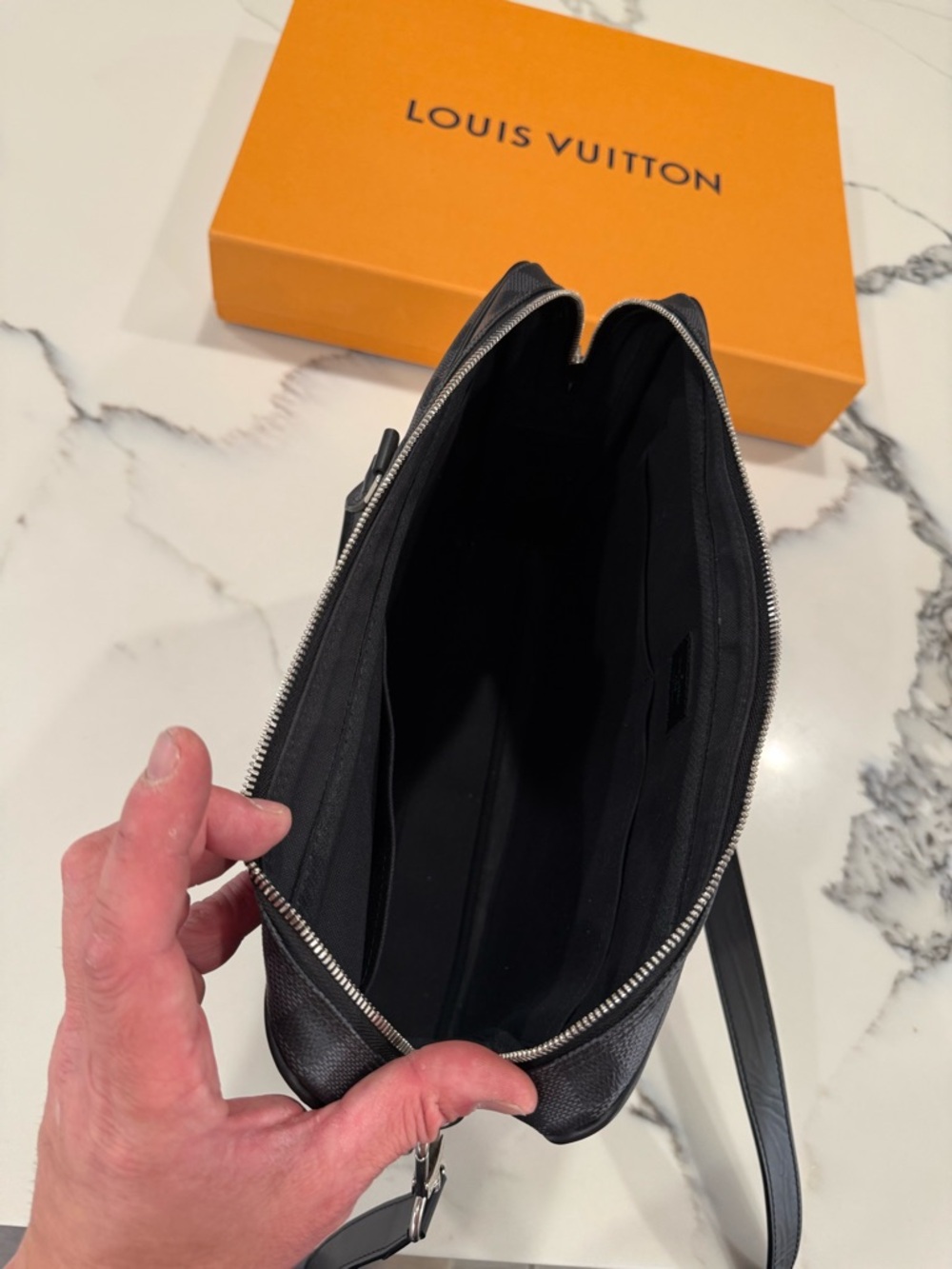 Men's Checkered Briefcase Messenger Bag - Black - Picture 8 of 12